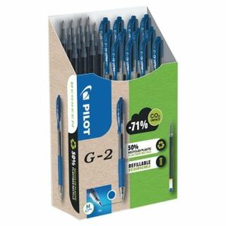 Druckgelschreiber Pilot G2, Strke: 0,7, blau, 12 Stck + 12 Refiller