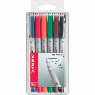 OHP-Stift Stabilo 852 F, wasserlslich, Strichstrke: 0,7mm, 6er Etui