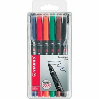 OHP-Stift Stabilo 842 F, wasserfest, Strichstrke: 0,7mm, 6er Etui