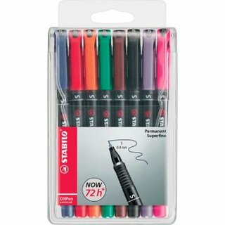 OHP-Stift Stabilo 841 SF, wasserfest, Strichstrke: 0,4mm, 8er Etui