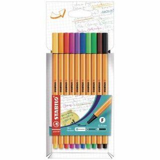 Fineliner Stabilo point 88, Strichstrke: 0,4mm, farbig sort., 10er-Etui