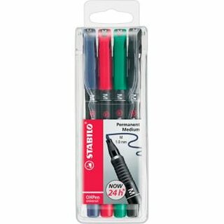 OHP-Stift Stabilo 843 M, wasserfest, Strichstrke: 1mm, 4er Etui