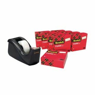 Tischabroller Scotch 61933R10, 19 mm x 33 m, schwarz, inkl. 10 Rollen Klebefilm