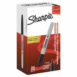 Permanentmarker Sharpie, Strichstrke: 1 mm, Rundspitze, schwarz, 24 Stck