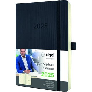 Sigel Buchkalender C2520, Conceptum, 1T/1S, Softcover, A5, schwarz, 2025