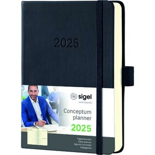 Sigel Buchkalender C2511, Conceptum, 1T/1S, Hardcover, A6, schwarz, 2025