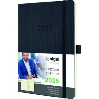 Sigel Buchkalender C2522 Conceptum, 1W/2S, Softcover, A5, schwarz, 2025