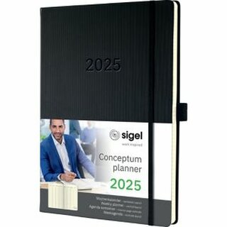 Sigel Buchkalender C2518, Conceptum, 1W/2S, Hardcover, A4+, schwarz