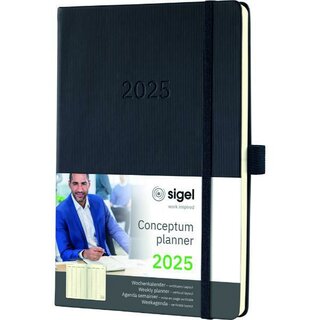 Sigel Buchkalender C2519 Conceptum, 1W/2S, Hardcover, A5, schwarz, 2025