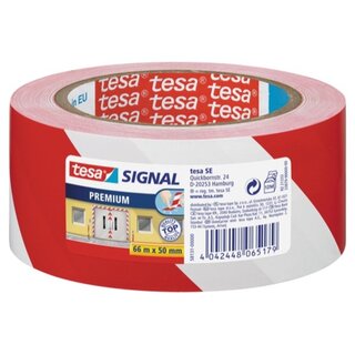 Klebeband Tesa 58131, Signalband, PVC, 50mm x 66m, rot/wei