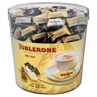 Toblerone Schokobonbon Tiny Mix Box, Klarsichtdose, 113 Stck, 904 Gramm