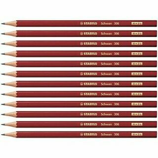 Bleistift 306H Stabilo, H, rot lack, 12 Stck