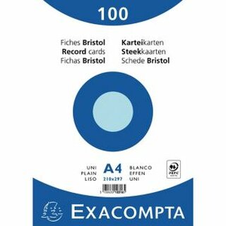 Karteikarten von Exacompta K4 A4 blanko blau, 100 Stck