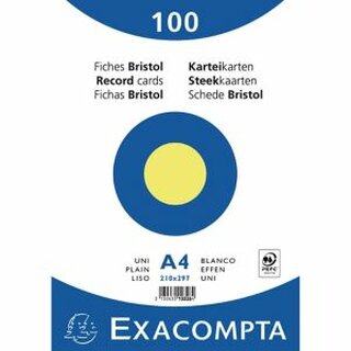 Karteikarte Exacompta A4, blanko, gelb, 100 Stck