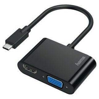 Video-Adapter, Hama, 2in1, USB-C-Stecker - VGA & HDMI Buchse, Ultra-HD 4k, swz