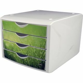 Schubladenbox Helit H6129650, 4 Schubladen, spring grn