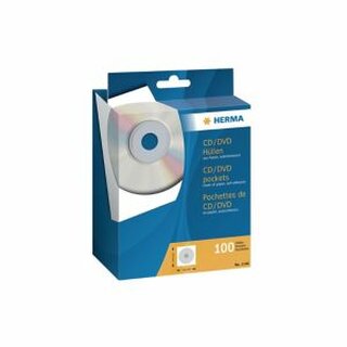 CD/DVD-Hlle Herma 1140, aus Papier mit Klarsichtfenster + Klebepunkt, 100 Stck