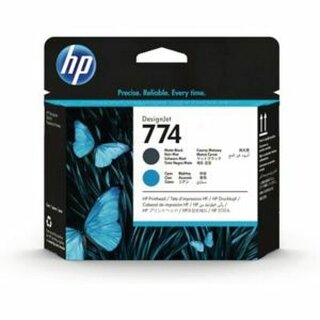 HP Druckkopf P2W01A 774, mattschwarz/cyan