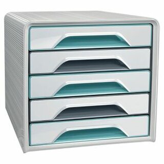 Schubladenbox Cep Riviera 7-111 Ri, A4 5 flache Schubladen, wei/blau