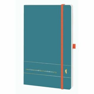Chronobook Buchkalender 50455 Midi, 1W/2S, 13,5 x 21cm, petrol blau