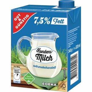 Kondensmilch Edeka, 7,5% Fettgehalt, 16 x 340g