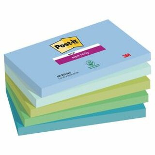 Post-it Super Sticky Notes Oasis, 5 Blcke  90 Blatt, 76 mm x 127 mm