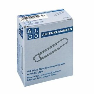 Aktenklammern Alco 260, 50mm, glatt, vernickelt, 100 Stck