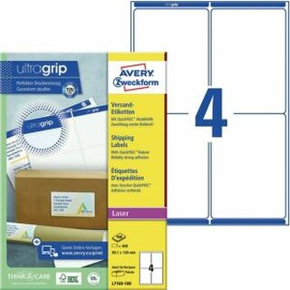 Adress-Etiketten Avery Zweckform L7169, 99,1 x 139mm (LxB), wei, 100Bl/400 St