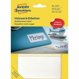 Universal-Etiketten Avery Zweckform 3331, 98 x 51mm (LxB), wei, 28Bl/84 Stck