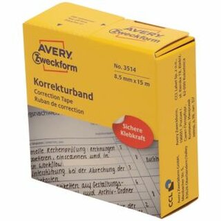 Korrekturband Avery Zweckform 3514, 0,85x1500cm 1 Rolle wei