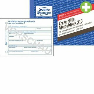 Meldebuch Erste-Hilfe Avery Zweckform 313, A6, 50 Blatt