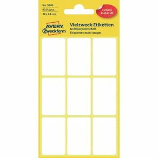 Mini-Etiketten Avery Zweckform 3045, 38 x 24mm (LxB), wei, 7 Blatt/63 Stck