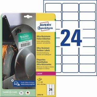 Folien-Etiketten Avery Zweckform L7912-10, ULTRA-RES., 63,5x33,9mm (LxB), 240St