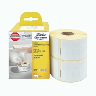 Rollenetiketten Avery Zweckform AS0722400 36x89 mm, we, 2 Rolle/520 Etiketten