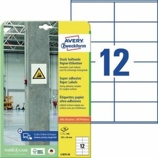 Universal-Etiketten Avery Zweckform L7875, 105x48mm, starkhaftend, wei, 240St