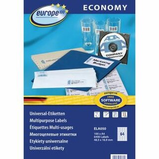 Universal-Etiketten ELA050, 48,5x16,9mm (LxB), wei, 100Bl/6400 Stck