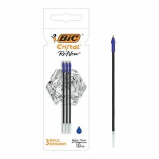 BIC Cristal Re-New Nachfllminen - blau - 3 Stck