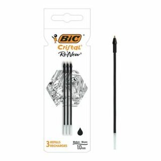 BIC Cristal Re-New Nachfllminen - schwarz - 3 Stck