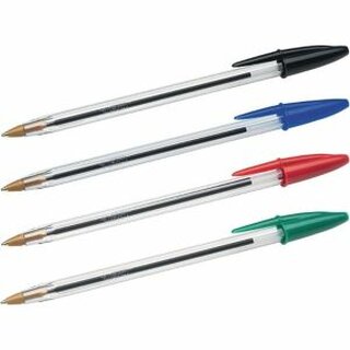 BIC Cristal Kugelschreiber mit Kappe Strke M - 0,4 mm - sortiert - 4 Stck