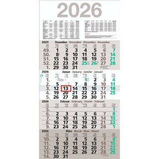 Bühner 4-Monatskalender M4MFGL, 3M/1S, 30 x 59cm, Rec,...