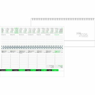 Bhner Tischquerkalender TQGL, 1W/2S, 30,5x13,5cm, Recyclingpapier, 2025