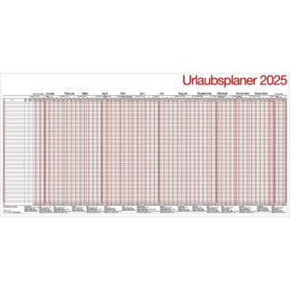 Bhner Urlaubsplaner UP12, f.49MA, gel.+gef.auf A4, 12M/1S, 99,5x49 cm, 2025