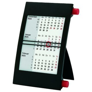 Bhner Tischkalender J2K, 3 Monate / 1S, 11x18cm, 2-farbig, schwarz/rot, 2025