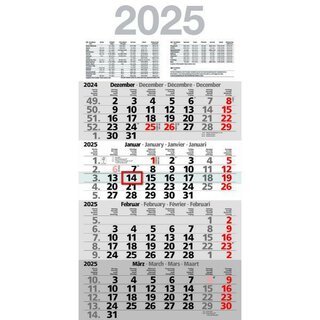 Bhner 4-Monatskalender MEGA FOUR M4MF, 4M/1S, 30x59cm, Rec.Papier, 2025