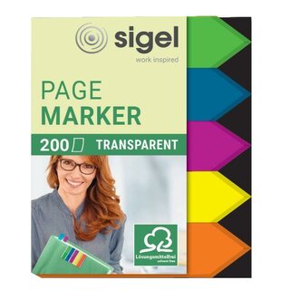 SIGEL HN613 Haftmarker-Film, 200 Haftmarker, Pfeilform, 60x45 mm, 5 Farben