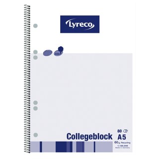 Collegeblock Comby, A5, kariert, 60g, 6fach gelocht, Recycling, 80 Blatt