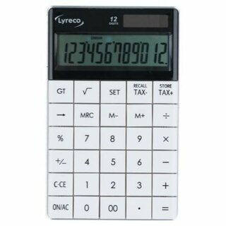 Tischrechner 12-stellig, Solar-/Batteriebetrieb, wei