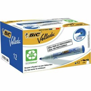 Boardmarker BIC ecolutions Velleda 1701, Rundspitze, 1,5 mm, blau 12 Stck