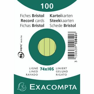 Exacompta Karteikarte A7 Grn Liniert 100 Stck