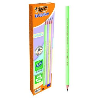 BIC Evolution Bleistift, HB, Pastell sortiert, 12 Stck